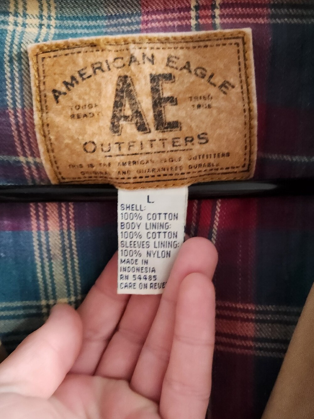 American Eagle Outfitters Tan Field Jacket with Brown Corduroy Collar, Size L - Picture 3 of 8